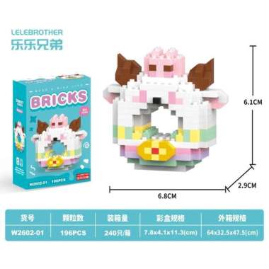 Bricks Donat / DIY Susun Balok Blok Mini Kartun / Bricks Donat Disney / Mainan Balok Nano Block Kart