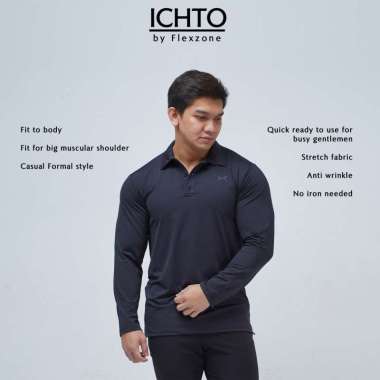 Flexzone Polo Lengan Panjang Sports FPS-045 Kaos Berkerah Golf Casual Formal L Abu-abu