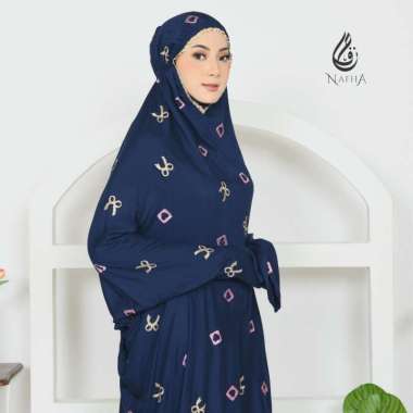 NAFHA - Mukena Terusan Dewasa Bordir Coquette Plus Tas Coquette Navy