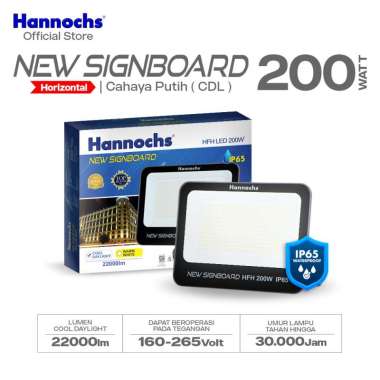 Hannochs Lampu Sorot LED Flood Light New Signboard HFH 200W Cahaya Putih (Model Horizontal)