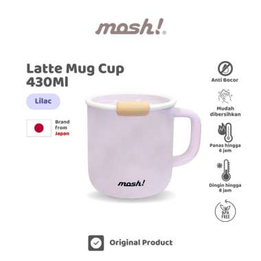 Mosh Latte Mug Cup Stainless Steel 430ml - Cangkir Minum Tahan Panas dan Dingin - Lilac