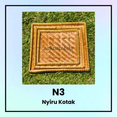 N3 - Nyiru bambu persegi kotak wadah tatakan piring perlengkapan bumbu dapur masak dekorasi seseraha