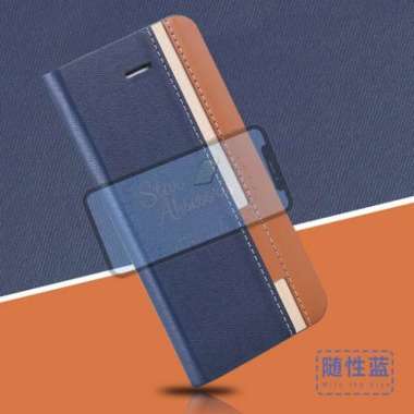 OPPO A96 5G Flip Case Luxury Leather Sporty Soft TPU Case A96 5G Biru