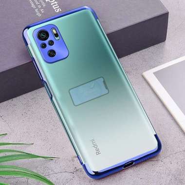 Xiaomi Redmi Note 10 l 10S Case Luxury Clear Transparent Plating Case Redmi Note 10 Note 10 Pro Biru