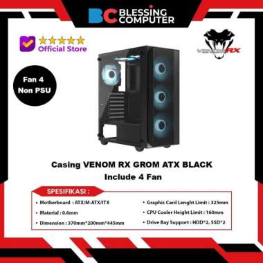 Casing VENOM RX GROM ATX BLACK Include 4 Fan