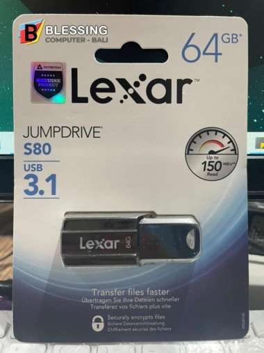 Flashdisk 64GB LEXAR JumpDrive S80 USB 3.1 LJDS080064G-BNBNG