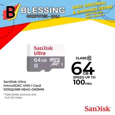 MicroSD SanDisk 64GB / MicroSD 64GB C10/100 MB Tanpa Adapter
