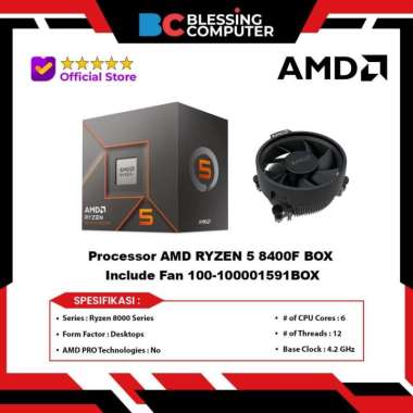 Processor AMD RYZEN 5 8400F BOX Include Fan 100-100001591BOX