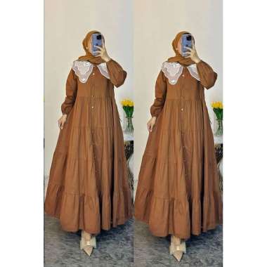 DRESS OVERSIZE GAMIS TWILL MIX RENDA BORDIR PREMIUM GAMIS KEKINIAN BAJU SANTAI MODEL TERBARU C