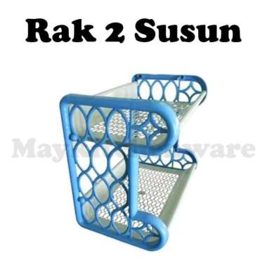 Rak Kosmetik Gantung DInding Susun Tempel Plastik Murah Tempat Bumbu 2 Susun