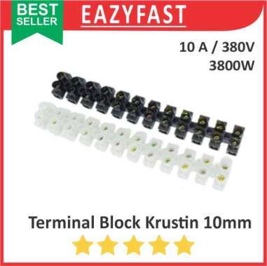 Terminal Block Krustin 10mm 10A Panel Listrik PLN Terminal Screw Cable Blok 10 mm A Sambungan Kabel 