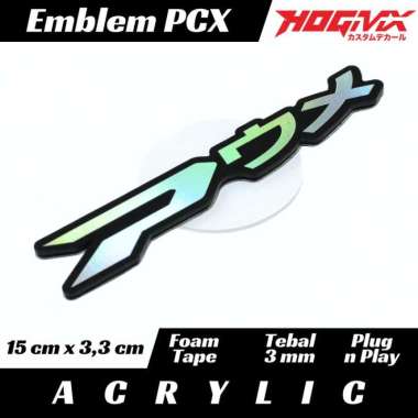Emblem Motor PCX KANJI Logo Bahan Akrilik Hologram Satuan