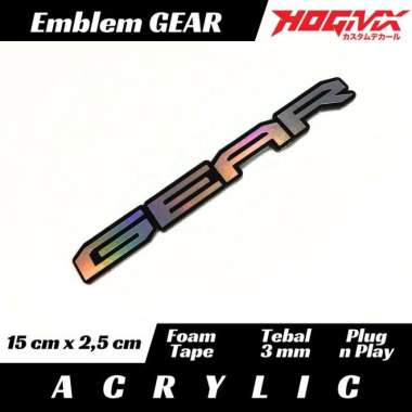 Emblem Motor YAMAHA MIO GEAR Logo Bahan Akrilik Gold dan Hologram HOLOGRAM 1 PCS