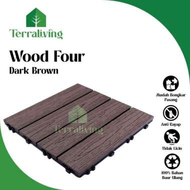TerraLiving Wood Four Dark Brown WPC Decking Tiles Lantai Rumah Dekorasi Rumah Estetik Outdoor Luar 