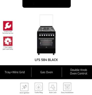 Kompor Oven Freestanding Cooker 4 Burners LINEA by TEKA LFS584 BLACK