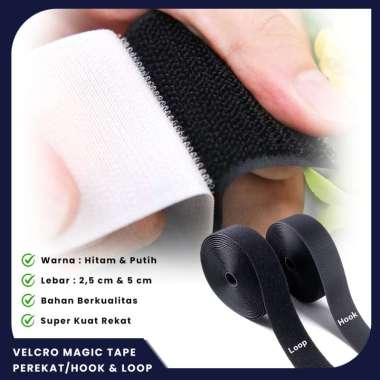 PEREKAT VELCRO MAGIC TAPE KRETEKAN 1 SET (KASAR DAN HALUS) 5 CM HITAM