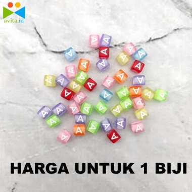 UNTUK 1 BIJI Mote Huruf Kotak Huruf Warna Putih/Mote Manik Gelang/Mote Huruf Murah A