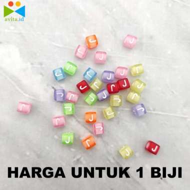 UNTUK 1 BIJI Mote Huruf Kotak Huruf Warna Putih/Mote Manik Gelang/Mote Huruf Murah J