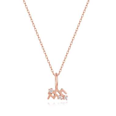 Liontin Kalung Zodiak Isago Aquarius Diamond Pendant Rose Gold