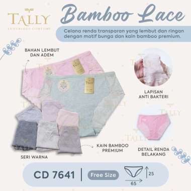 TALLY CD RENDA 7641 7642 CELANA DALAM BAMBOO RENDA TRANSPARAN FREE SIZE 7642