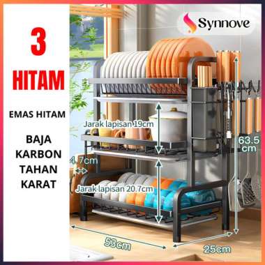 Rak Piring Wastafel Stainless Steel Rak Cuci Piring Dapur Rak Piring Minimalis Pengering Piring Hita