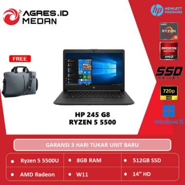 HP 245 G8 RYZEN 5 5500 8GB 512SSD VEGA7 W11 14.0 SLIM BEZEL Bundling