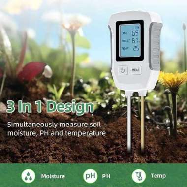 YAGO Alat Pengukur Tanah Digital 3in1 Soil Tester PH Humidity Temp YG39 Mesin Babat Rumput Set Kotak