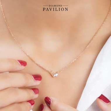 Diamond Pavilion Kalung Emas Batu Berlian Initial Neklace, Huruf F