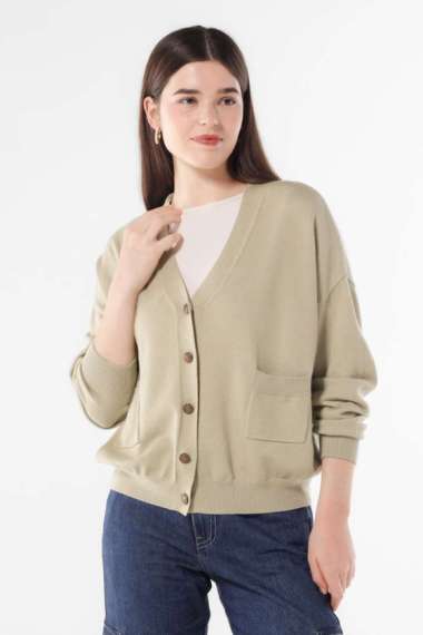 MINIMAL - Saturn - Cardigan Rajut Relaxed Fit - Green S Green_Dark