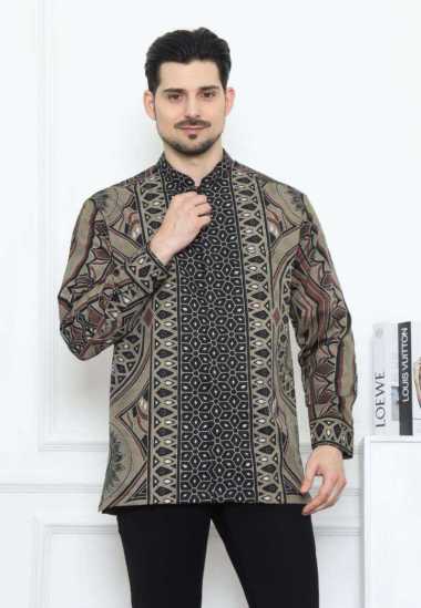 Arjuna Weda Koko Batik Pria Muslim Motif Matahari 97301015 - Hijau Tua M