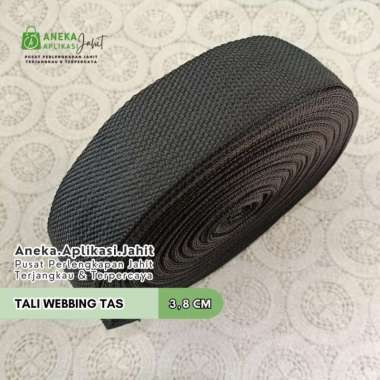 1 GULUNG TALI TAS / TALI WEBBING BISBAN PELIPIT UKURAN 3.8 CM HITAM 3.8 CM