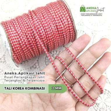 [5 METER] TALI KOREA KOMBINASI 2 mm / TALI KULIT KOREA BAHAN GELANG PINK SEMBUR