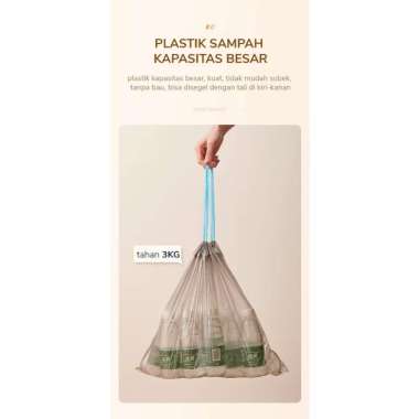 ECOCO Refill Plastic Simple Zip Trash Can - Isi 75 Lembar Plastik sampah dengan tali Pengikat Tas Kr