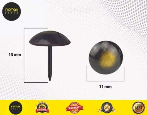 PAKU MATA KUCING BLACK GOLD KECIL 11MM - BAHAN BAKU SOFA/AKSESORIS SOFA/FURNITURE/LEMARI/KURSI/DIVAN/SPRING BED/KASUR/TAS/SEPATU/SANDAL/JOK MOTOR/JOK