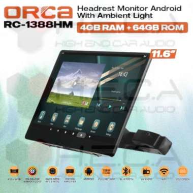 ORCA Headrest Clip On 11.6" Android 4/64 GB 2K IPS RC-1388HM Head Rest TV RC1388HM