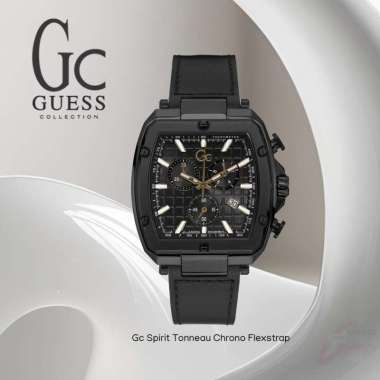 Guess Collection Spirit Tonneau Chrono Flexstrap Metal GCY8300 Full Black Swiss Made 44mm Original J