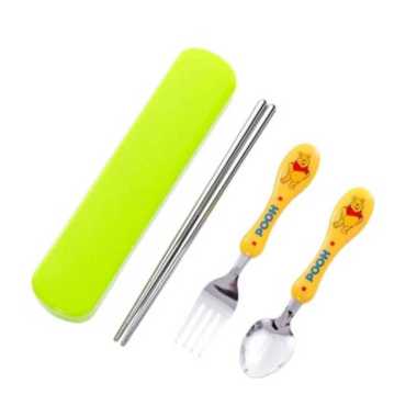 Set Alat Makan Sendok Garpu Sumpit Anak Stainless / Peralatan Makan Anak Set Karakter Pooh Bear