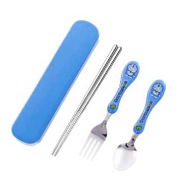 Set Alat Makan Sendok Garpu Sumpit Anak Stainless / Peralatan Makan Anak Set Karakter Emon