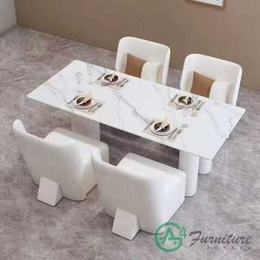 Meja Makan Mewah Modern Marmer 4 Kursi