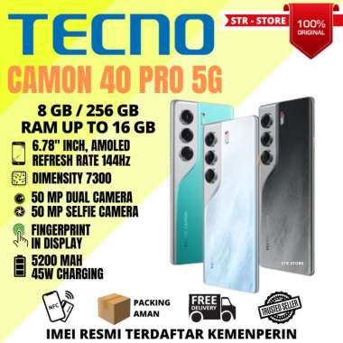 TECNO CAMON 40 PRO 5G 8/256 GB SMARTPHONE GARANSI RESMI TECNO RAM 8 GB - TECNO CAMON 40 PRO 5G Galax