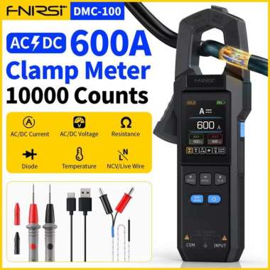 FNIRSI DMC-100 DC AC Current Voltage Clamp Meter with USB Charger 600A Amperimetric Clamp Tester