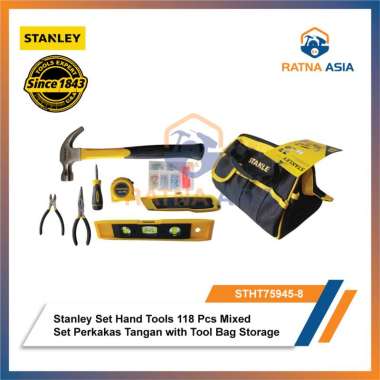 Stanley STHT75945-8 Set Hand Tools 118 Pcs Mixed Set Perkakas Tangan with Tool Bag Storage