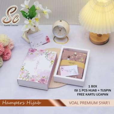 Hampers Hijab Voal Premium Motif Syar'i 130 x 130 cm | Kado Guru , wisuda , ulang tahun , wedding ,