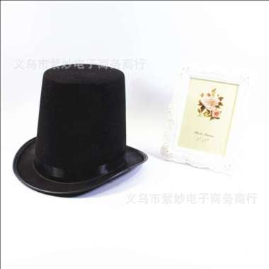 WIG WIK KERITING PANJANG HITAM SLASH MICHAEL JACKSON - topi hitam 18cm
