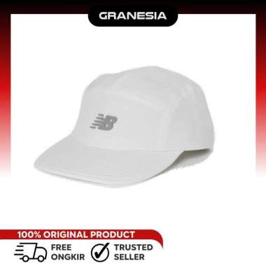 Topi Olahraga Lari Pria Wanita New Balance 5-Panel Performance Hat V2.0 White LAH51001WT|Topi Fashio