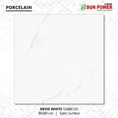 Granit Lantai Honed ( Satin ) 40x80 || 80x80 - Nevis White | Sun Power 80x80