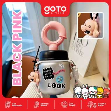 Goto Zooki Botol Air Minum Water Bottle Tumbler Lucu Anti Tumpah 420ML BLACK PINK