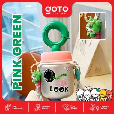 Goto Zooki Botol Air Minum Water Bottle Tumbler Lucu Anti Tumpah 420ML PINK GREEN