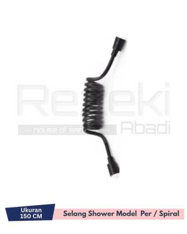 Selang Spiral Fleksibel PVC- Selang Shower Bidet - Selang Per Hitam-150cm