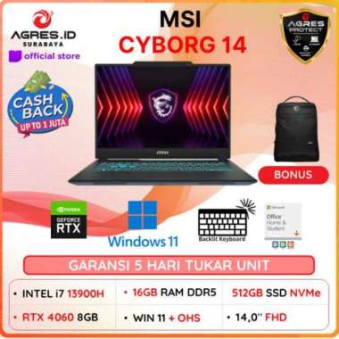 MSI CYBORG 14 I7 13620H RTX4060 8GB/ 16GB 512GB W11+OHS 14.0FHD+ 144HZ 100SRGB BLIT W11 ACC